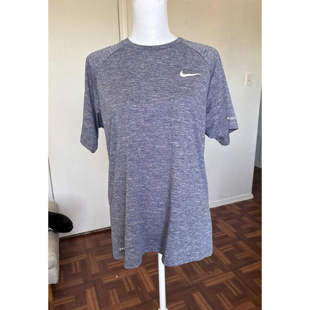 Nike Swim Dry Fit UPF 40+ Men’s Heather Blue Short Sleeve Shirt Size Medium